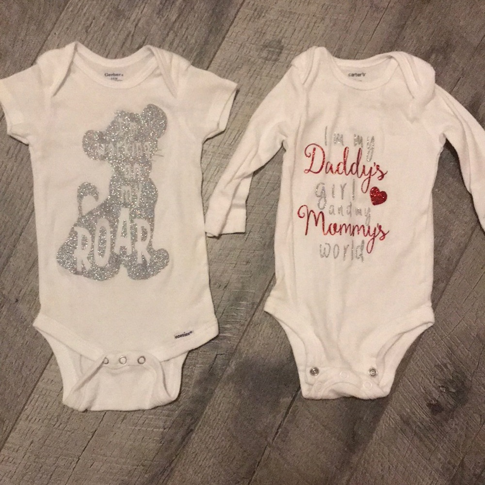 Personalized glitter onesies baby girl 3 - 6 month